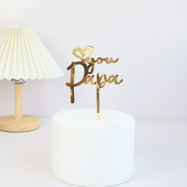 Set  10 mica Papa gắn trái tim-VÀNG.