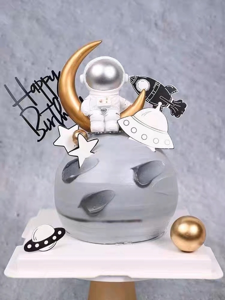 Tượng phi hành gia mặt to-BẠC (sứ).