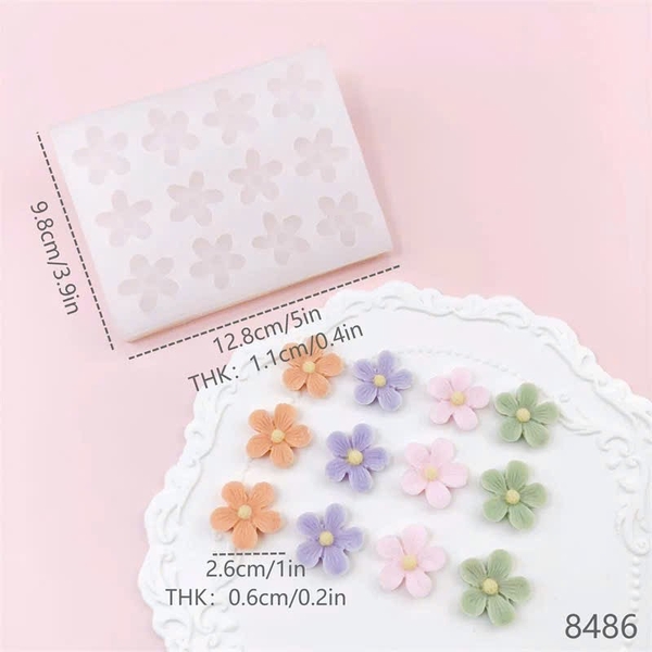 Khuôn silicon - 12 hoa 5 cánh size TO.