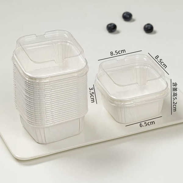 Set 50 cốc (hộp) giấy vuông kèm nắp -MÀU TRẮNG.