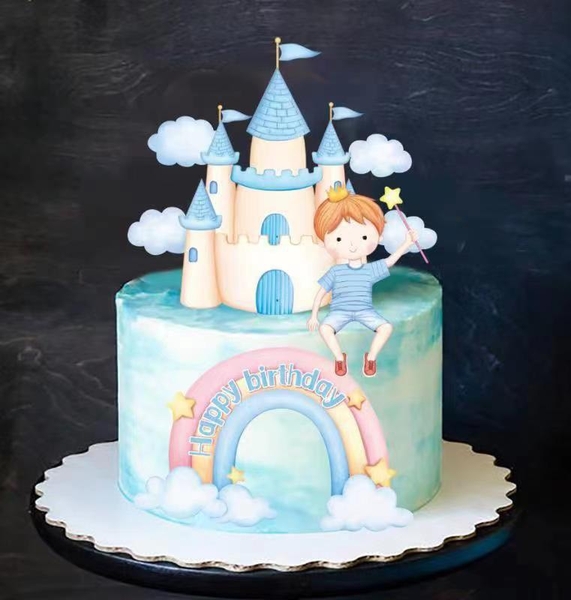 Combo 2 set giấy hoàng tử-lâu đài-cầu vồng XANH.