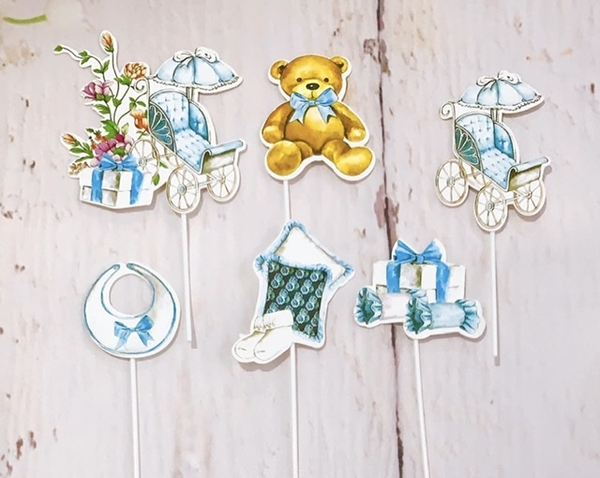 Set giấy gấu và xe - XANH.