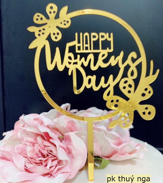 Set 10 mica Women day tròn-vàng.