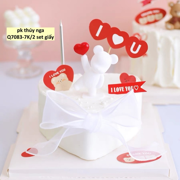 Combo 2 set giấy- Gấu đỏ nâu trắng (i love you).