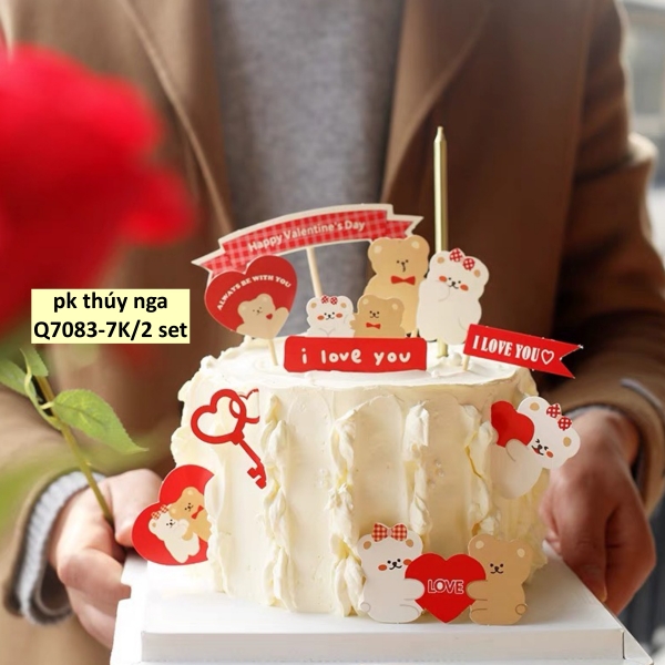 Combo 2 set giấy- Gấu đỏ nâu trắng (i love you).