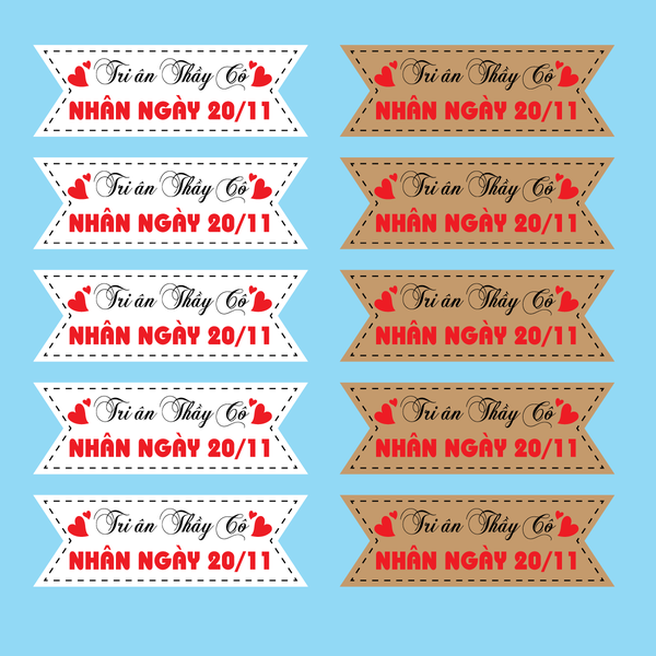 Set 60 thẻ giấy mix 2 màu nâu và trắng-Tri ân thầy cô 20-11(9147).