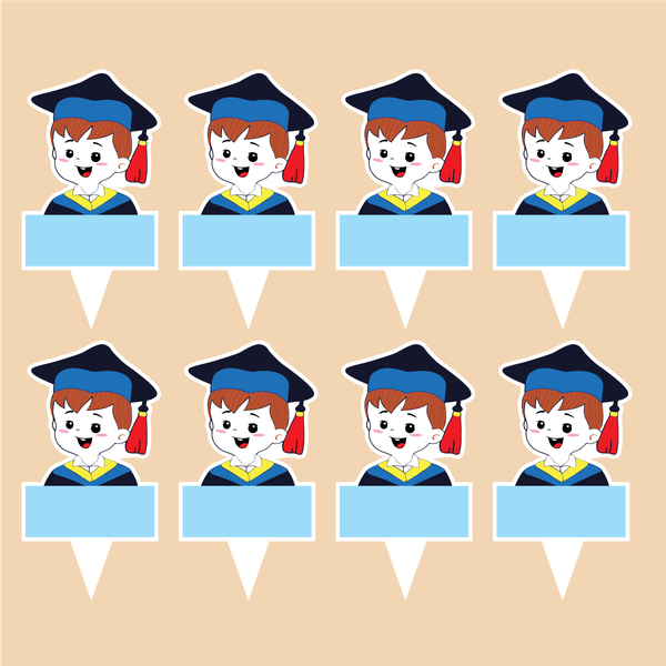 Set 40 thẻ giấy có chân cắm-bé TRAI CỬ NHÂN (MẪU 1).