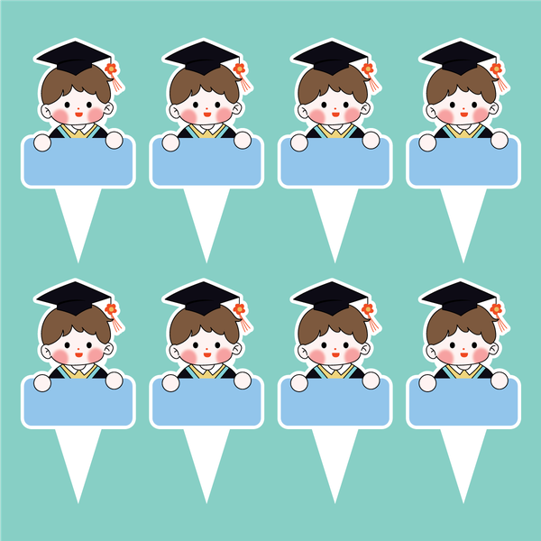 Set 40 thẻ giấy có chân cắm-bé TRAI CỬ NHÂN (MẪU 5).