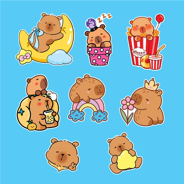 Combo 2 set giấy - capybara ngồi trăng vàng.9919