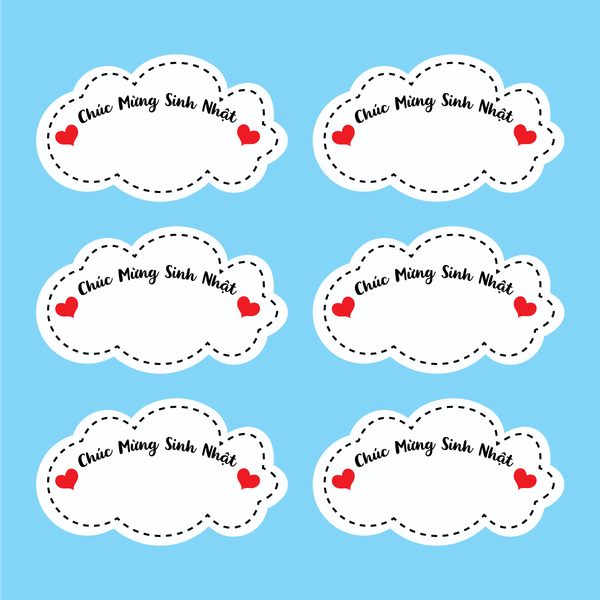 Set 60 bảng giấy-HPBD TIẾNG VIỆT HÌNH MÂY (kèm que cắm)9916.