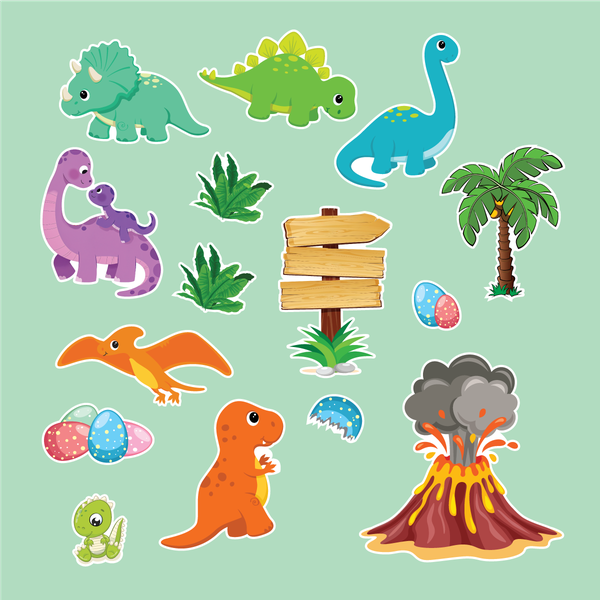 Combo 2 set giấy - khủng long, núi lửa và bảng cắm.