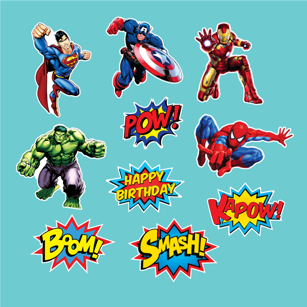 Combo 2 set giấy Avenger (5 anh hùng)+ boom, pow.