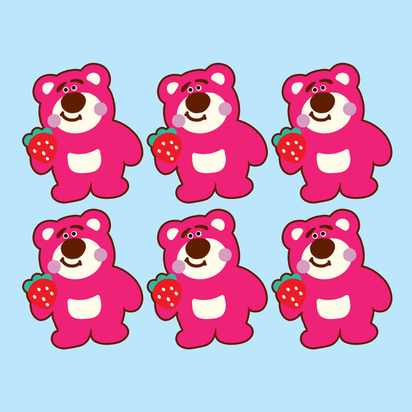 Set 12 thẻ giấy-Gấu dâu (lotso) dáng đứng.