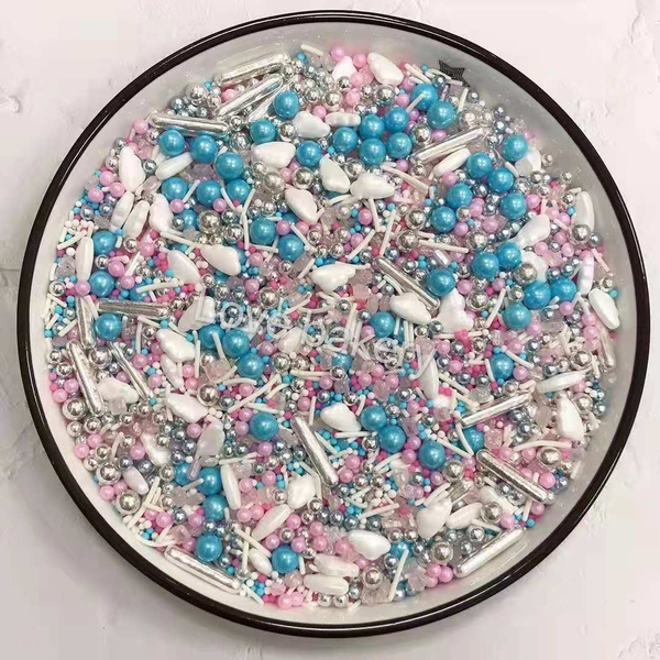 BIDUONG-cốm mix bi xanh hồng + cốm dài bạc (túi 100gam),