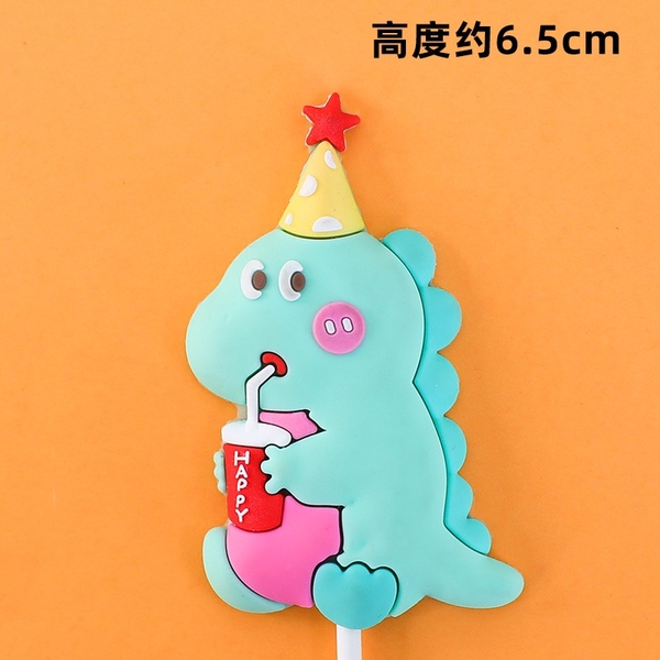 Khủng long uống trà sữa happy-XANH (nhựa dẻo).