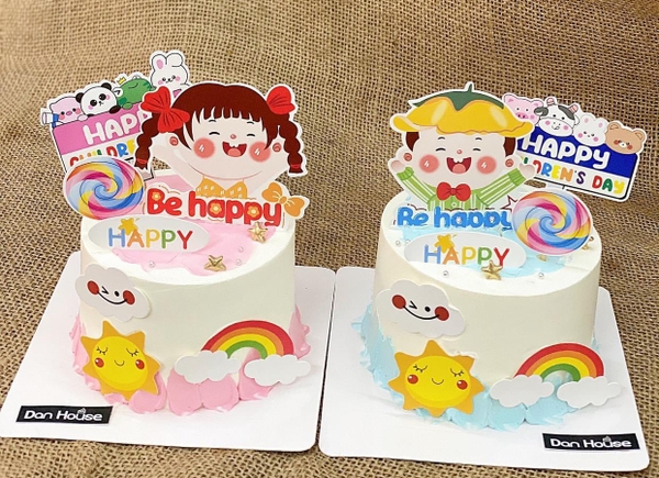 Combo 2 Set giấy HPBD bé GÁI mặt trời -cầu vồng (chăm ngoan học giỏi).