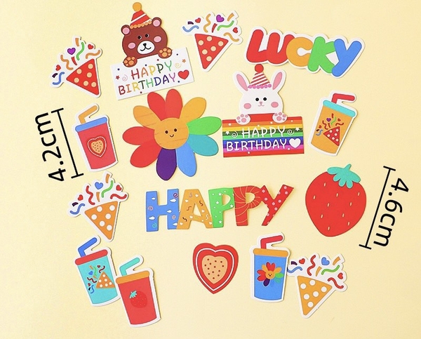 COMBO 2 set giấy (gấu-mũ-trà sữa) sắc màu.