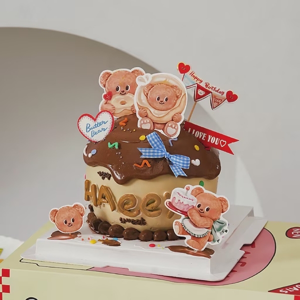 Combo 2 set giấy-gấu nâu trái tim và cung tên.