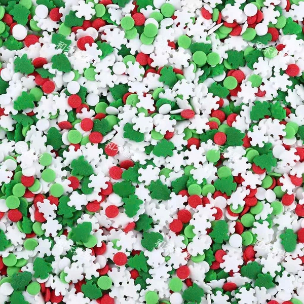 CỐM NOEL mix màu trắng-xanh lá-đỏ (có hình bông tuyết trắng (gói 100gam).