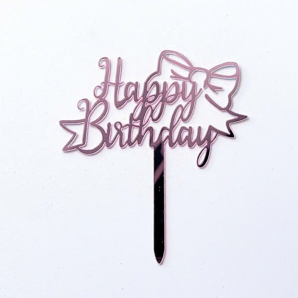 Set 10 mica HPBD gắn nơ lệch-màu HỒNG.