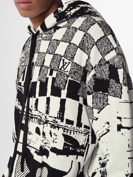 Louis Vuitton Parisian Collage Jacquard Hoodie Grey. Size L0