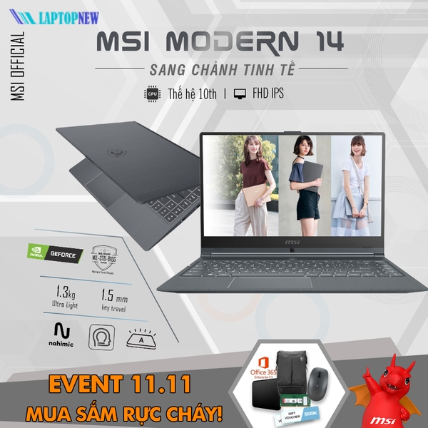 Laptop MSI Modern 14 A10M 1040VN MSIVIETNAM MSI OFFICIAL STORE