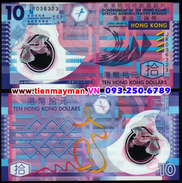 Tiền giấy Hong Kong 10 Dollar 2007 UNC polymer