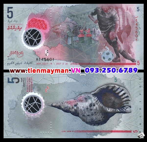 Tiền giấy Maldives 5 Rufiyaa 2017 UNC polymer