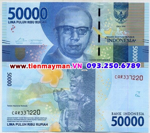 Tiền giấy Indonesia 50000 Rupiah 2016 UNC