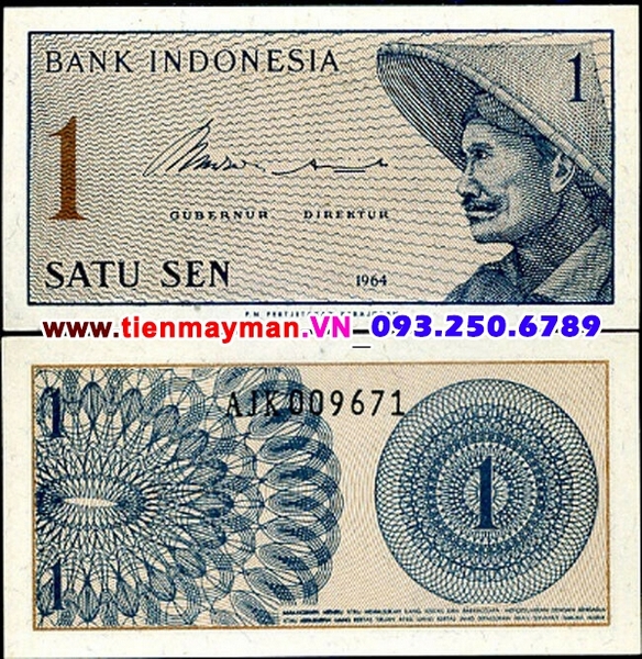 Tiền giấy Indonesia 1 Sen 1964 UNC