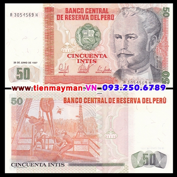 Tiền giấy Peru 50 Intis 1987 UNC