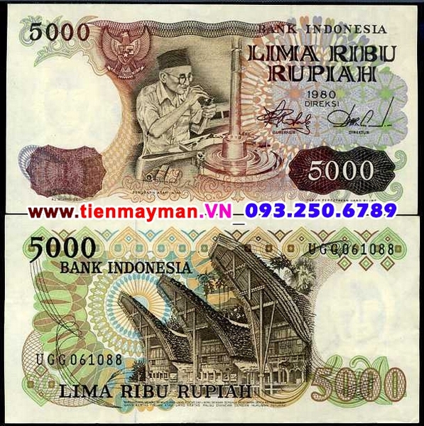 Tiền giấy Indonesia 5000 Rupiah 1980 UNC