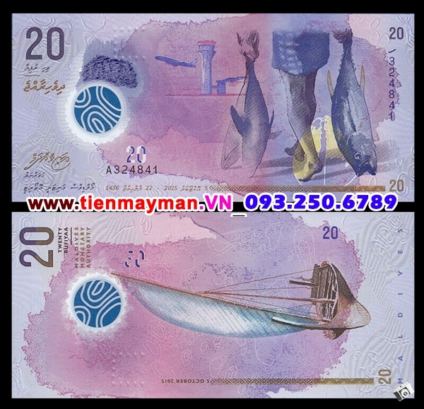 Tiền giấy Maldives 20 Rufiyaa 2015 UNC polymer