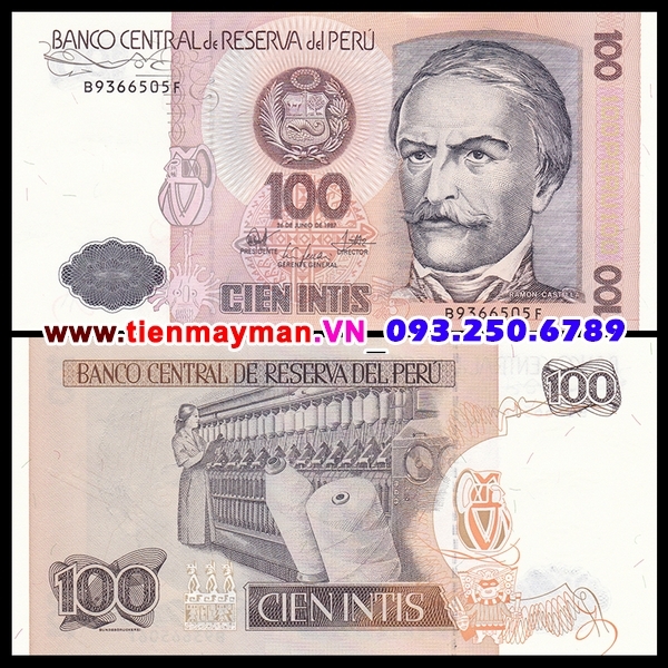 Tiền giấy Peru 100 Intis 1987 UNC