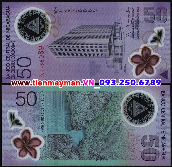 Tiền giấy Nicaragua 50 Cordobas 2010 UNC polymer