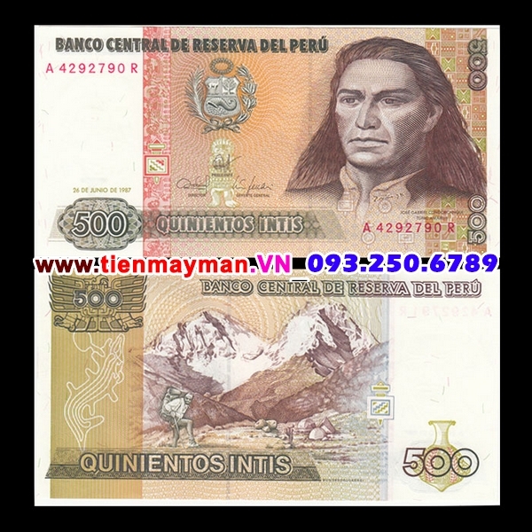 Tiền giấy Peru 500 Intis 1987 UNC
