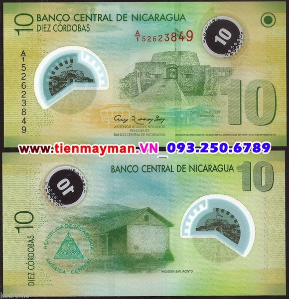 Tiền giấy Nicaragua 10 Cordobas 2007 UNC polymer
