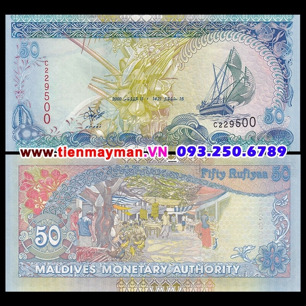 Tiền giấy Maldives 50 Rufiyaa 2008 UNC