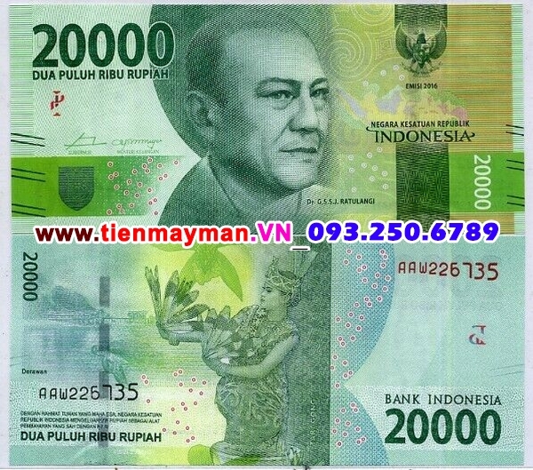 Tiền giấy Indonesia 20000 Rupiah 2016 UNC
