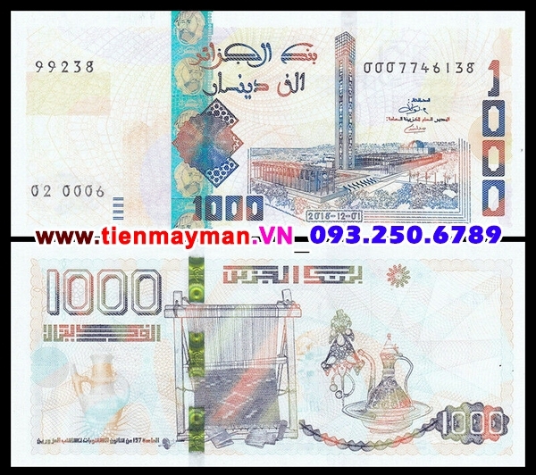 Tiền giấy Algeria 1000 Dinar 2019 UNC