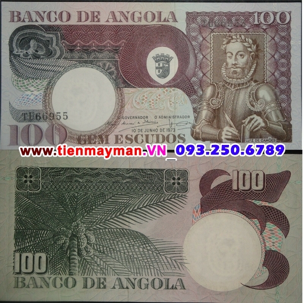 Tiền giấy Angola 100 escudos 1973 UNC