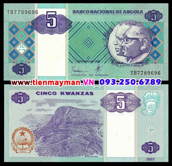 Tiền giấy Angola 5 Kwanzas 1999 UNC