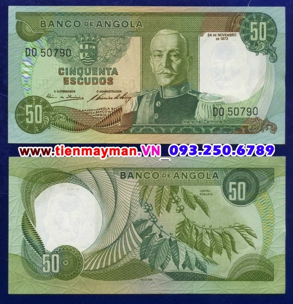 Tiền giấy Angola 50 Ecudos 1972 UNC