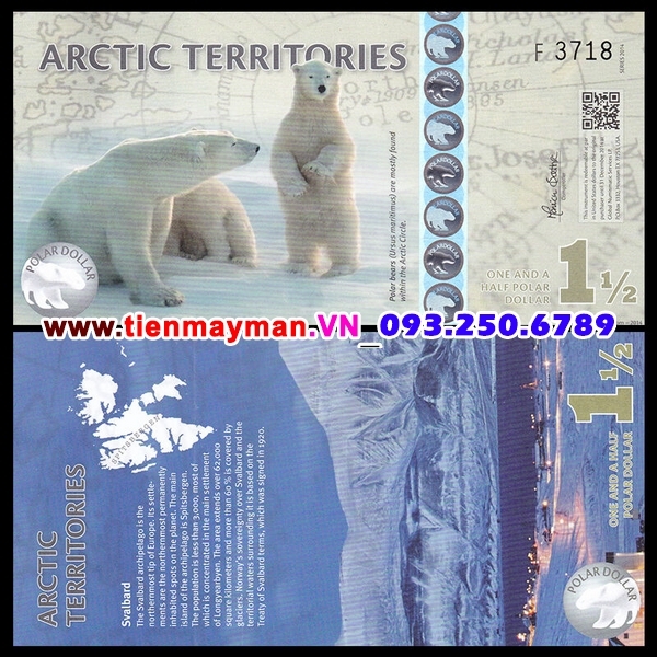 Tiền giấy Bắc Cực 1 1/2 Polar Dollars 2014 UNC polymer