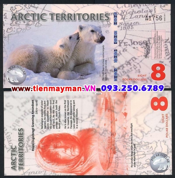 Tiền giấy Bắc Cực 8 Polar Dollars 2011 UNC polymer