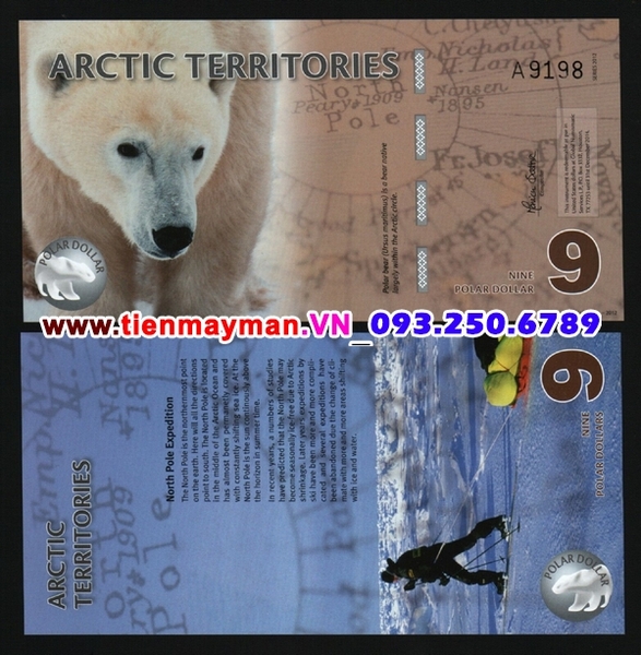 Tiền giấy Bắc Cực  9 Polar Dollars 2012 UNC polymer