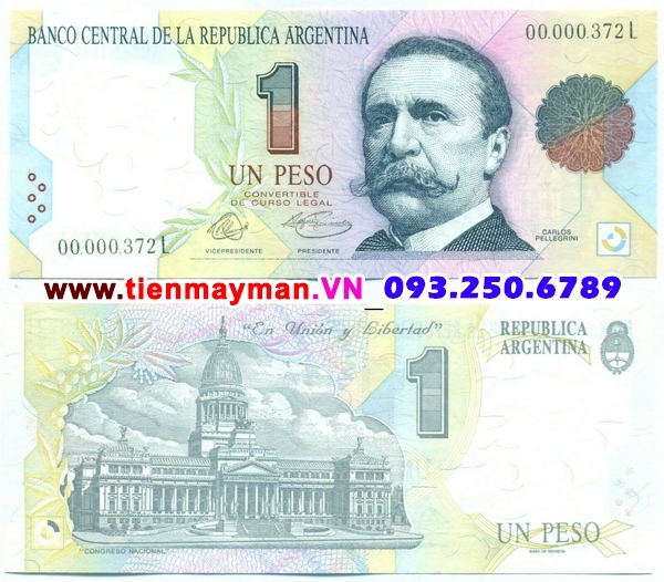 Tiền giấy Argentina 1 Peso 1992 1994 UNC