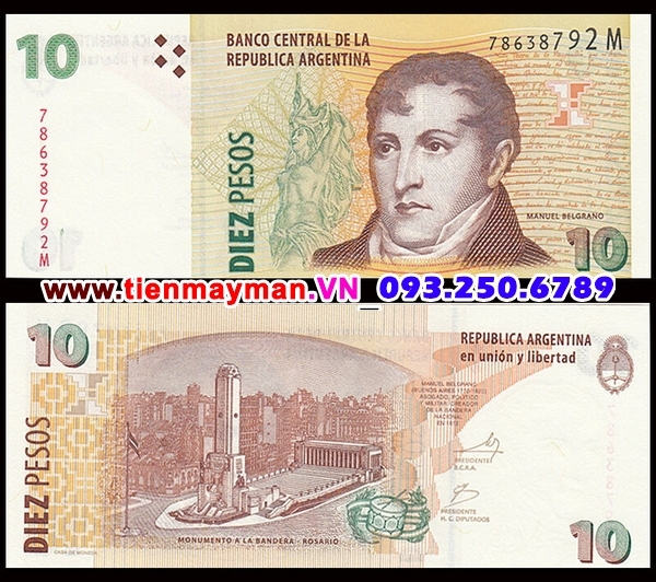 Tiền giấy Argentina 10 Pesos 2011 UNC