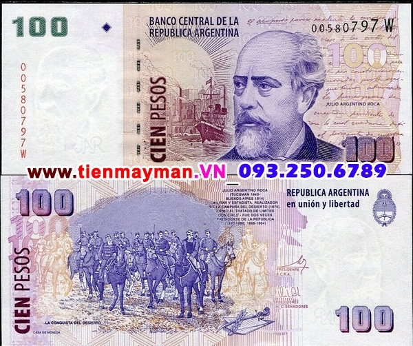 Tiền giấy Argentina 100 Pesos 2014 UNC