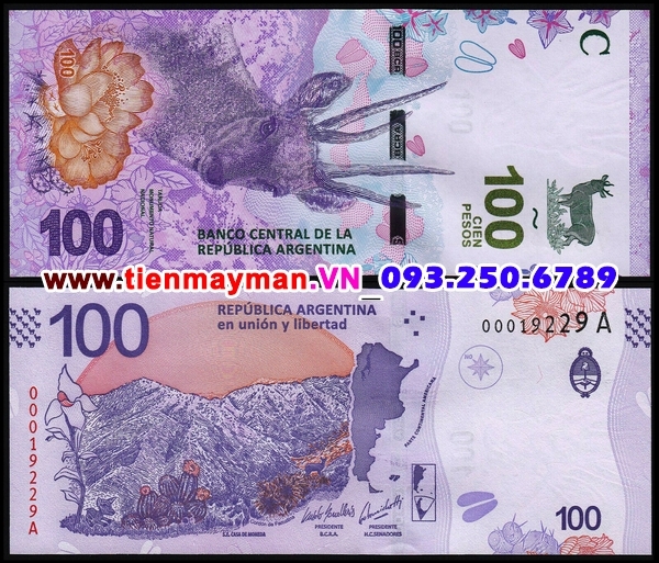 Tiền giấy Argentina 100 Pesos 2018 UNC